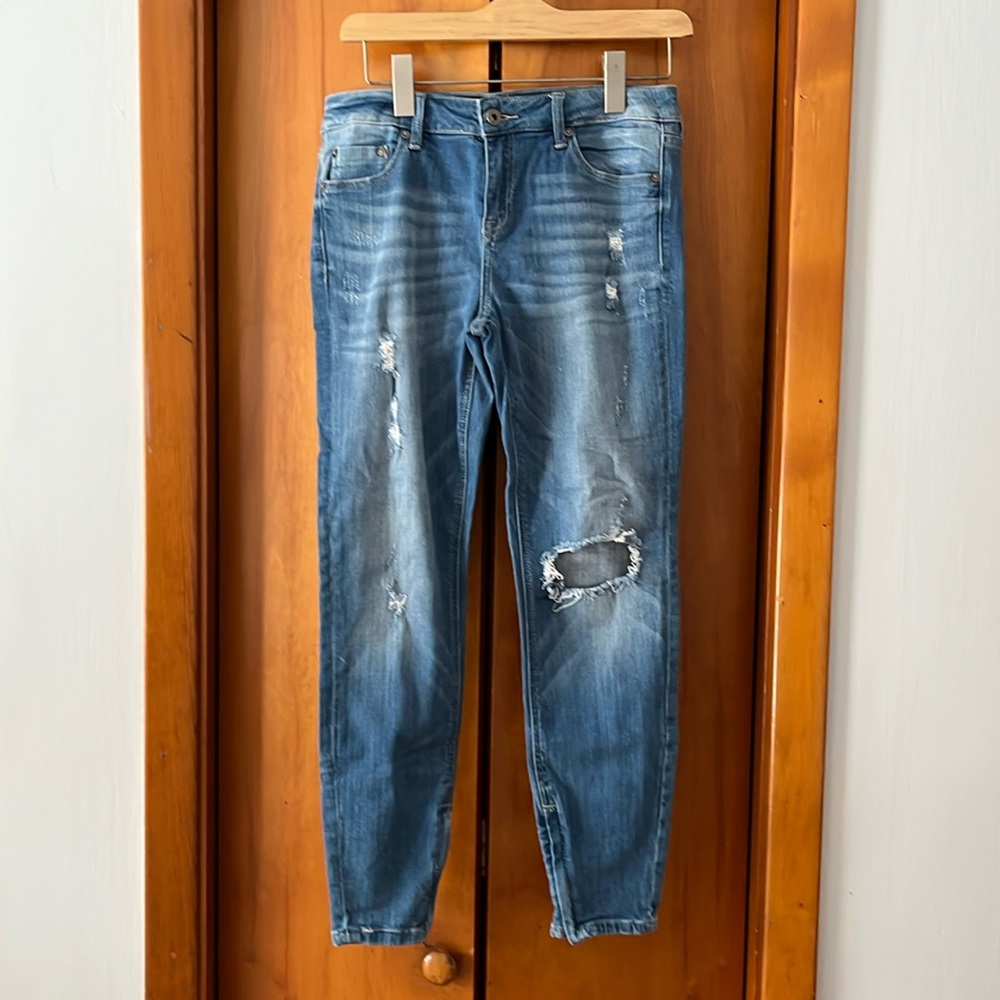 Pistola Distressed Zipper Ankle Skinny Jeans Size 28